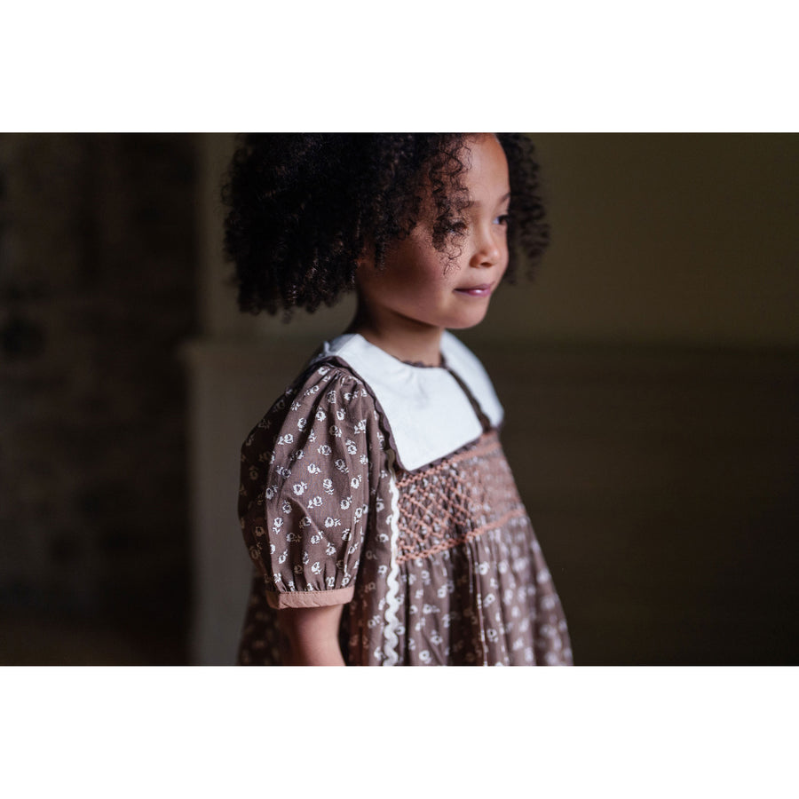 Little Cotton Clothes Clover Floral Violet Dress