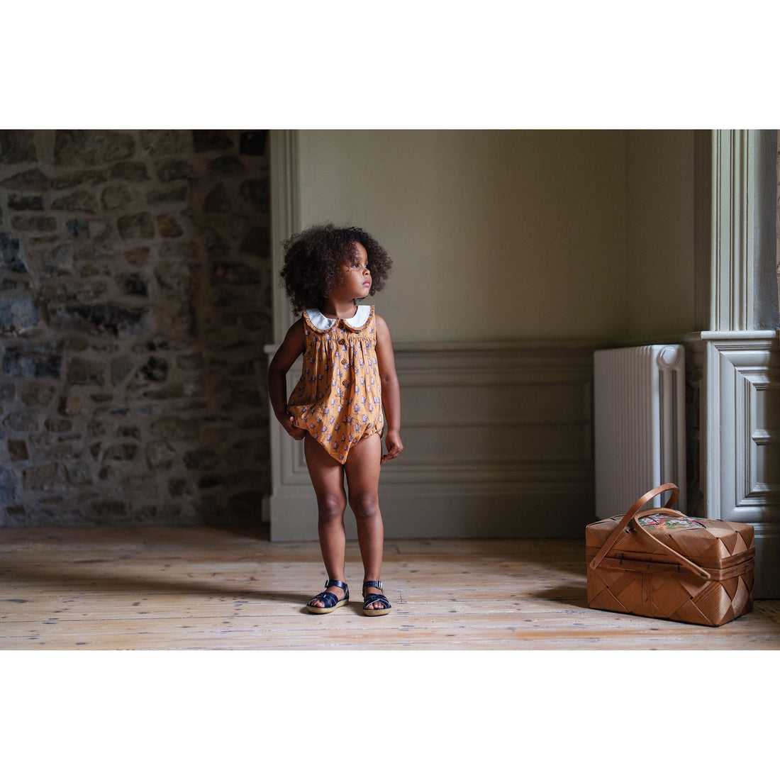 Little Cotton Clothes Saffron Floral Iris Romper