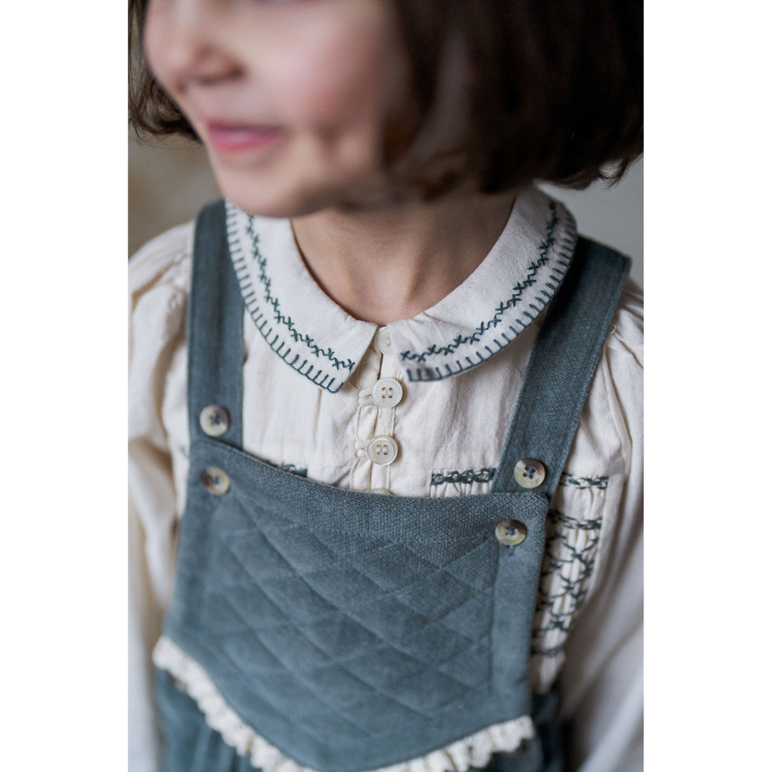 Little Cotton Clothes Blue Velvet Veronica Dungarees