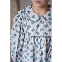 Little Cotton Clothes Hollyhock Floral Teal Blouse