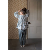 Little Cotton Clothes Hollyhock Floral Teal Blouse