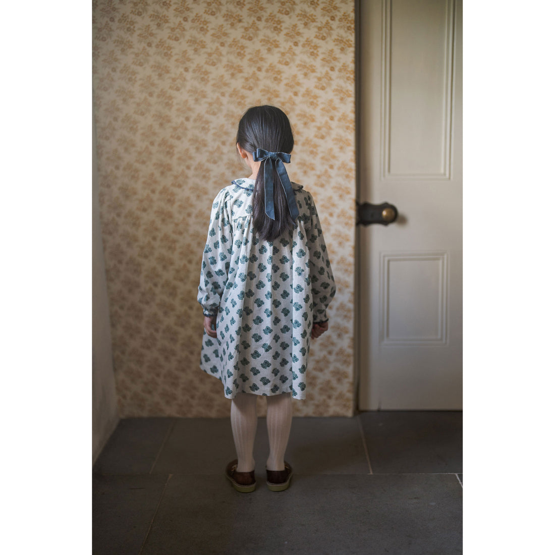 Little Cotton Clothes Hollyhock Floral Teal Kate Dress