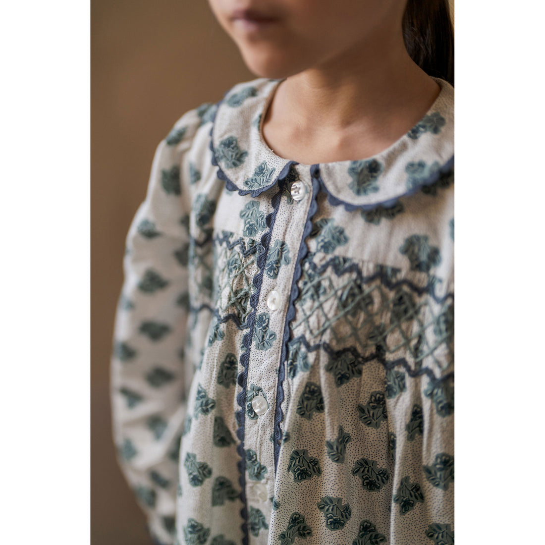 Little Cotton Clothes Hollyhock Floral Teal Kate Dress