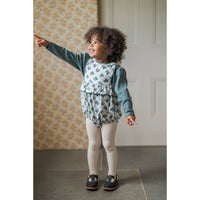 Little Cotton Clothes Hollyhock Floral Teal Frilly Bridget Romper