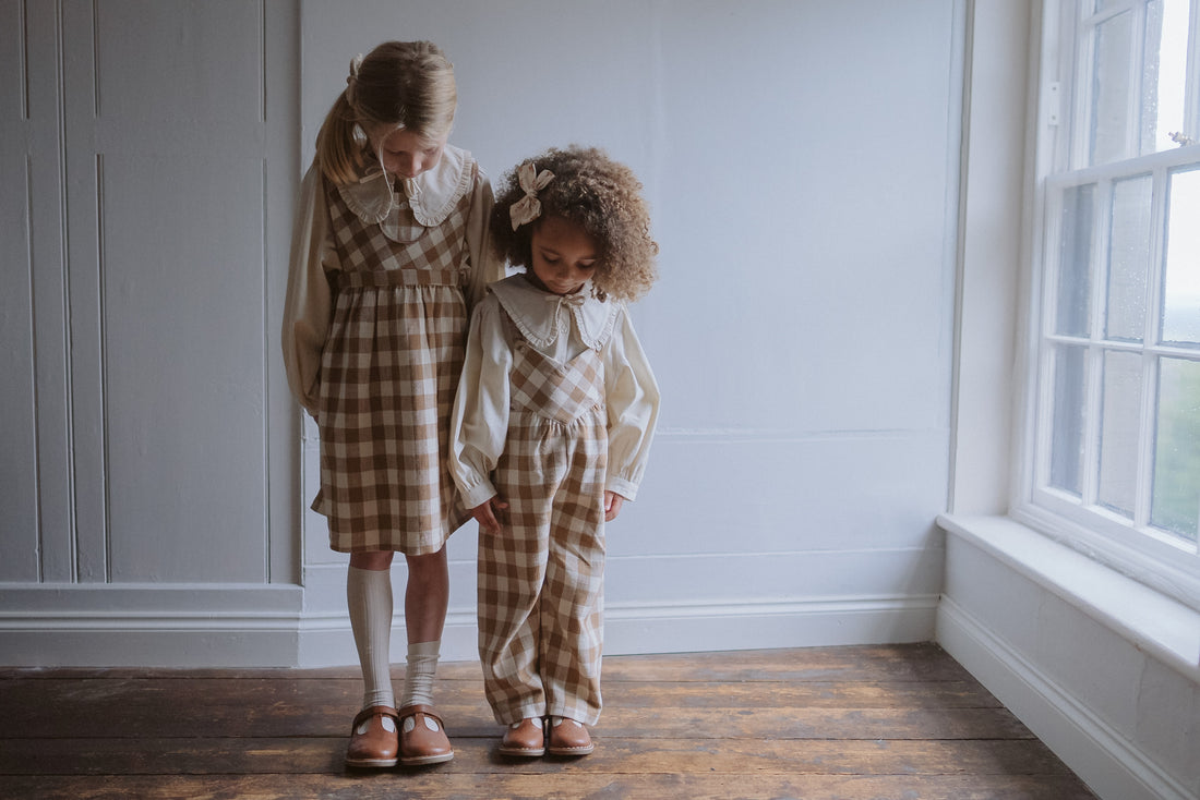 Little Cotton Clothes Cinnamon Gingham Organic Dorothea Pinafore