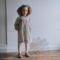 Little Cotton Clothes Cowslip Floral In Fog Organic Smocked Kate Dress