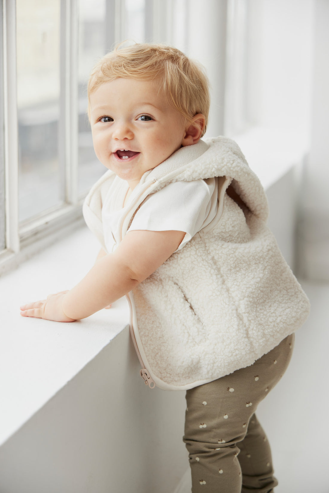 Jamie Kay Kai Recycled Polyester Sherpa Vest - Natural