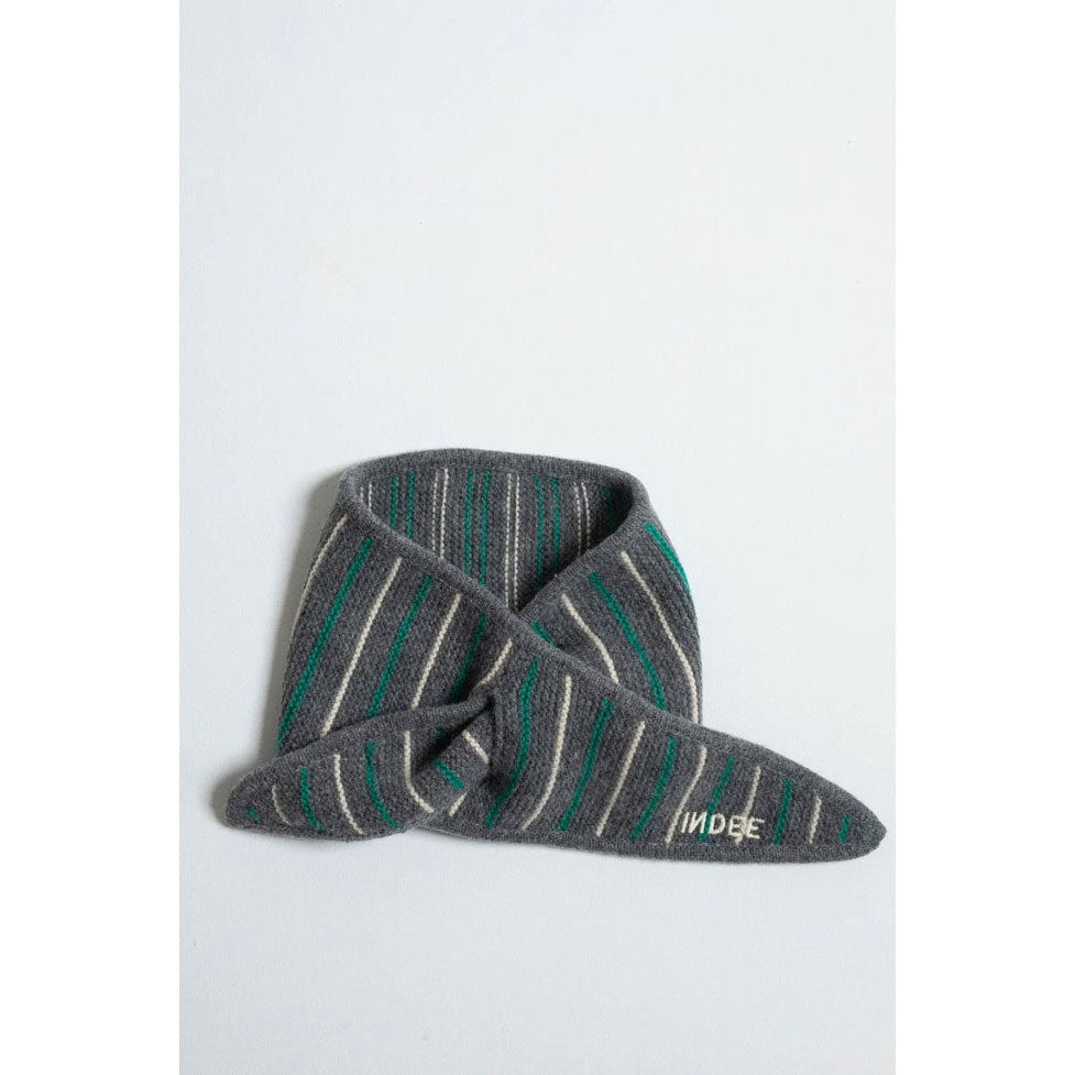 Indee  Grey Warm Striped Scarf