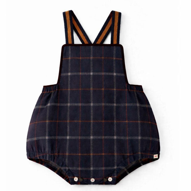 The Little Poets Navy Tartan Jose Romper