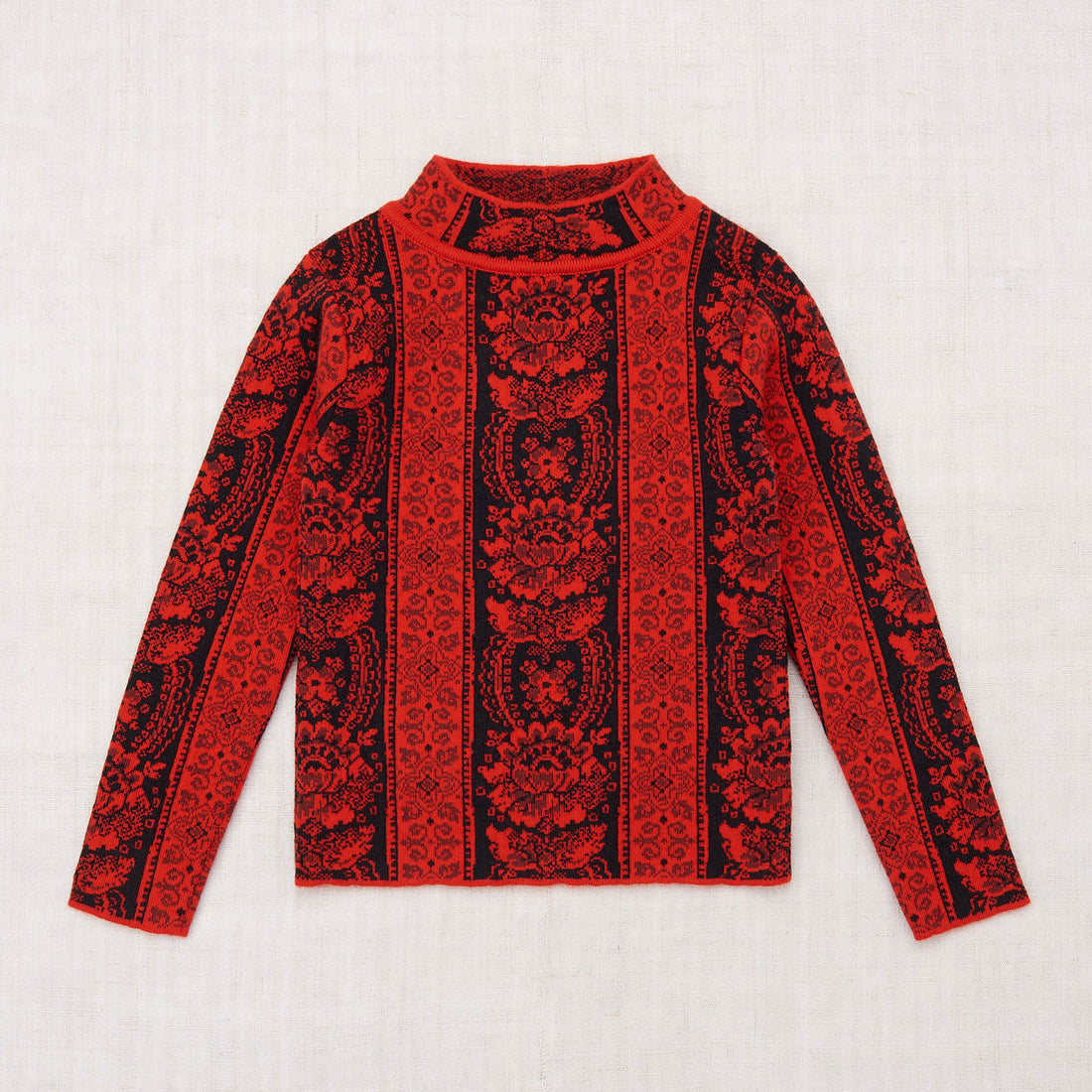 Misha and Puff Jules Mock Neck - Red Flame Damask