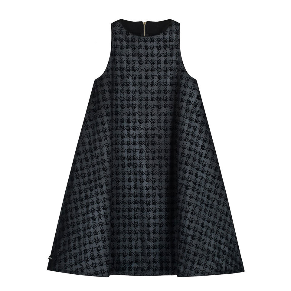 Little Creative Factory Black Plaid Tailored Apron Dress