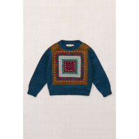 Misha and Puff Marine Blue Running Stitch Sweater