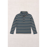 Misha and Puff Marine Blue Sgraffito Long Sleeve Polo