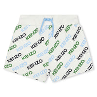 Kenzo Ivory Allover Logo Bermuda Shorts