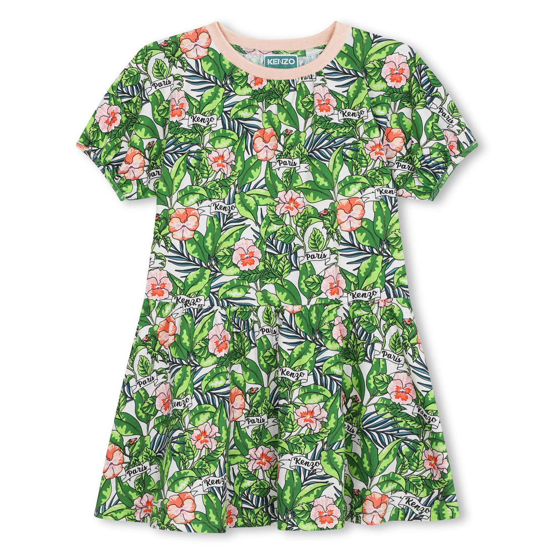 Kenzo Mint Green Floral Short Sleeve Dress