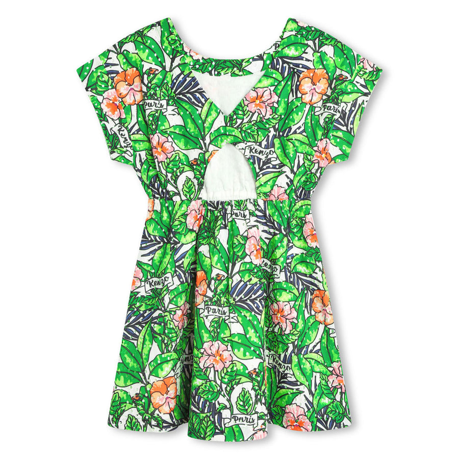 Kenzo Mint Green Floral Back Detailed Dress