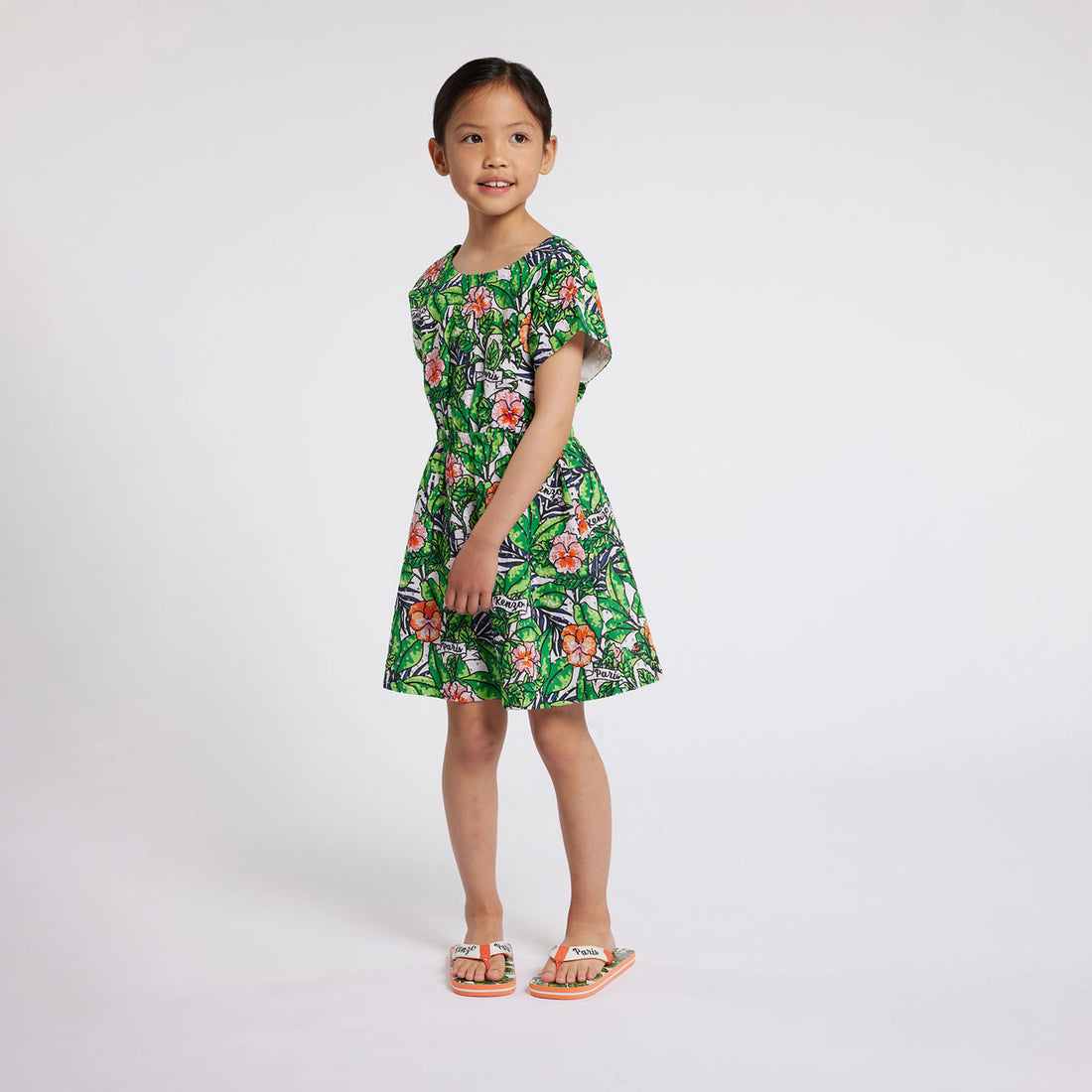 Kenzo Mint Green Floral Back Detailed Dress