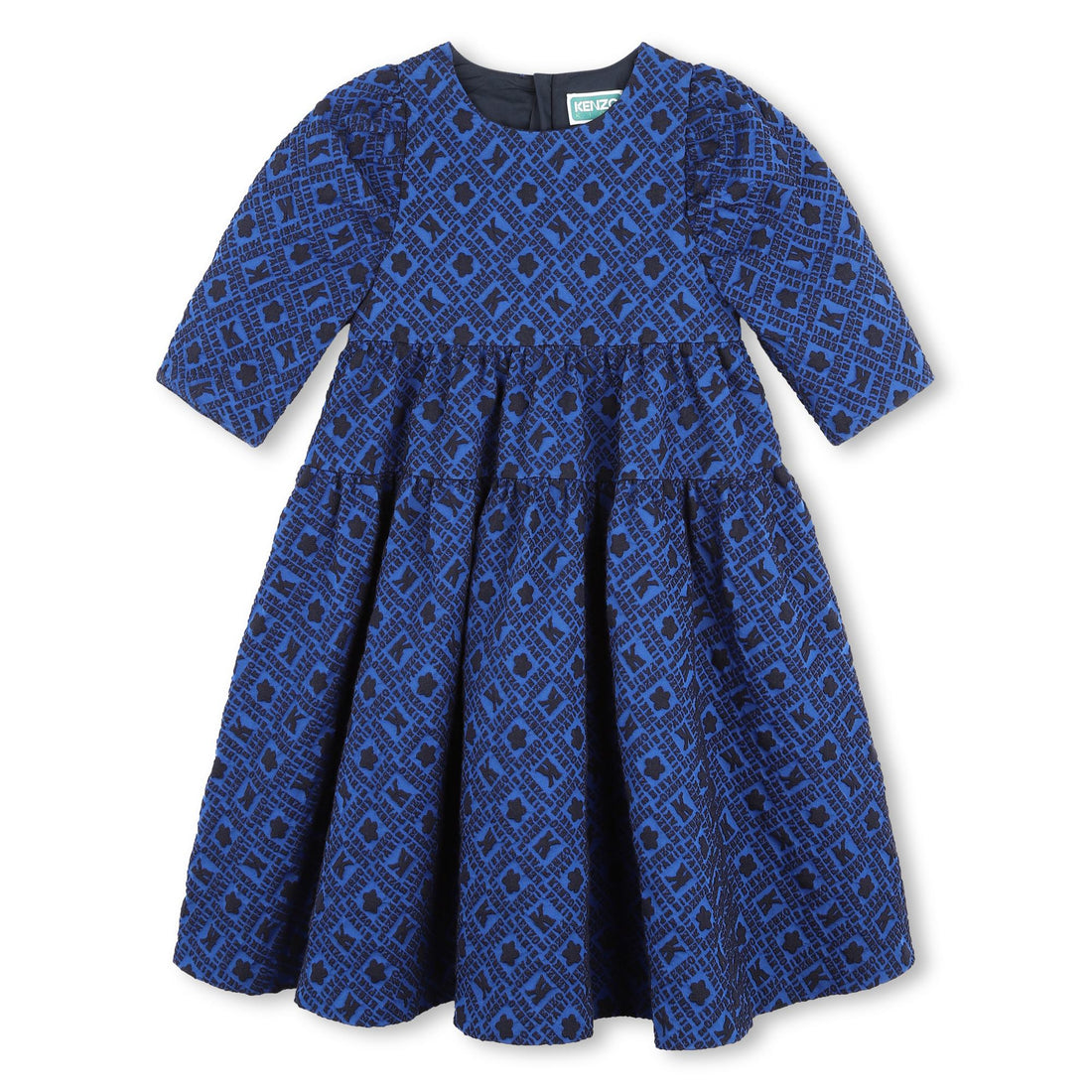 Kenzo Blue Jacquard Pattern Dress