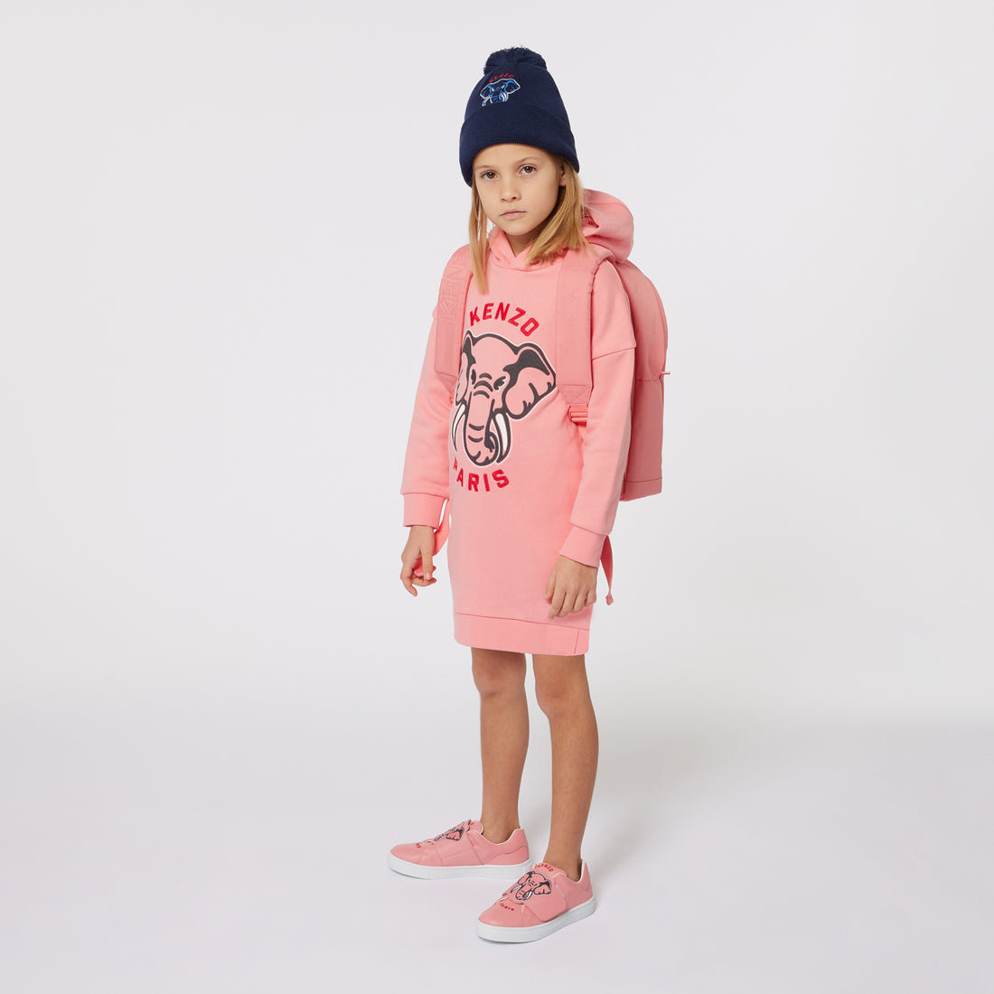 Kenzo Fuschia Elephant Graphic Hoodie Dress