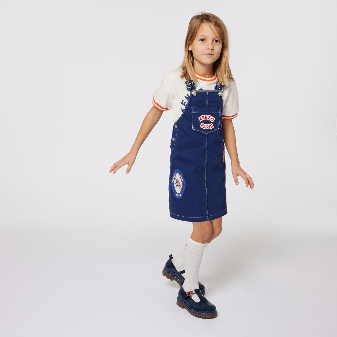 Kenzo Navy Patch Dungaree Dress