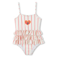 Kenzo Sand Striped Flounces Swimsuit