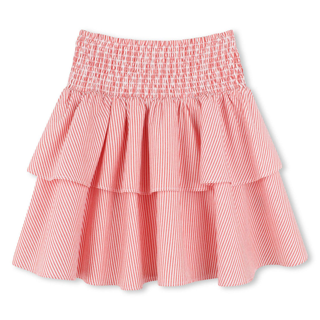 Kenzo Bright Red Striped Ruffled Skirt