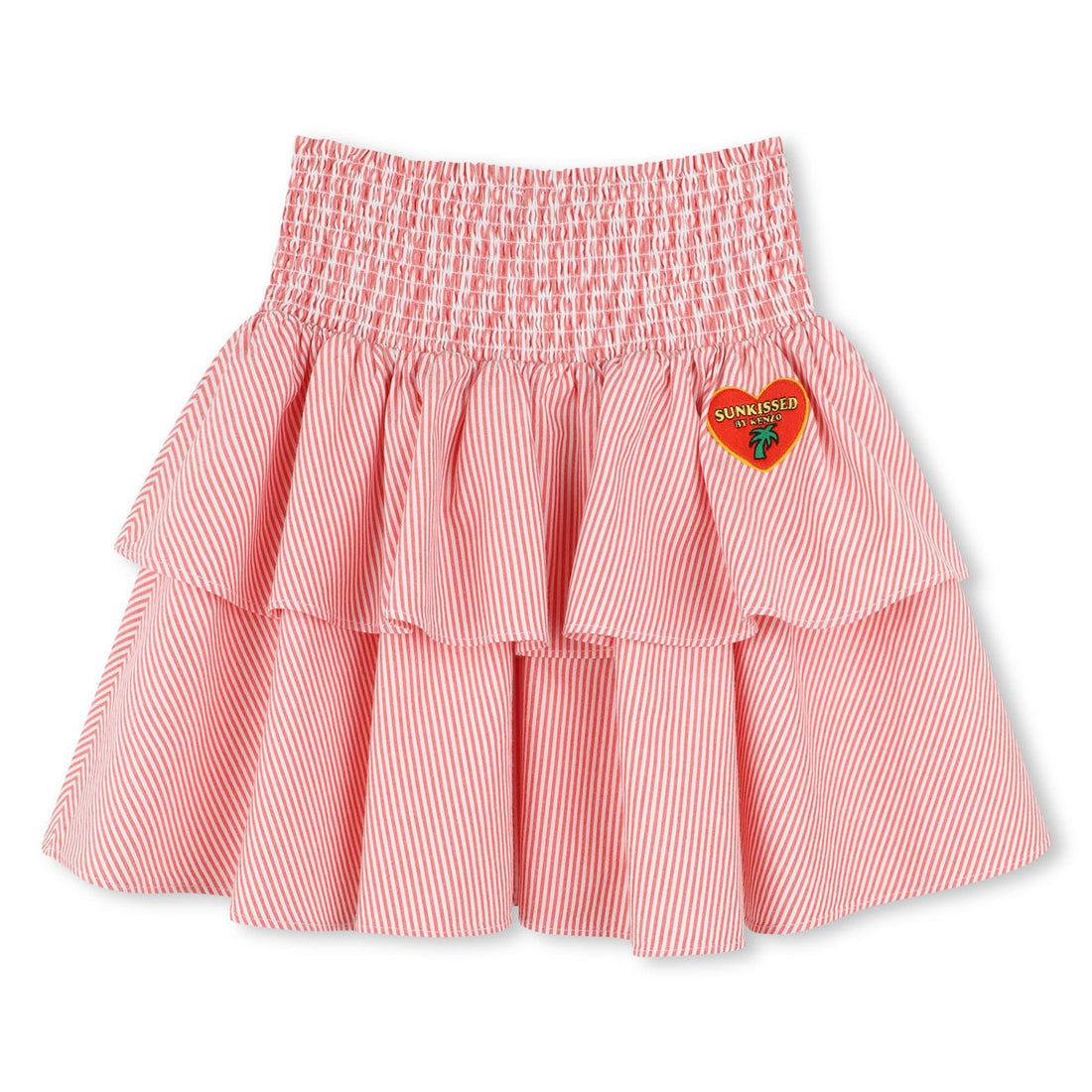 Kenzo Bright Red Striped Ruffled Skirt