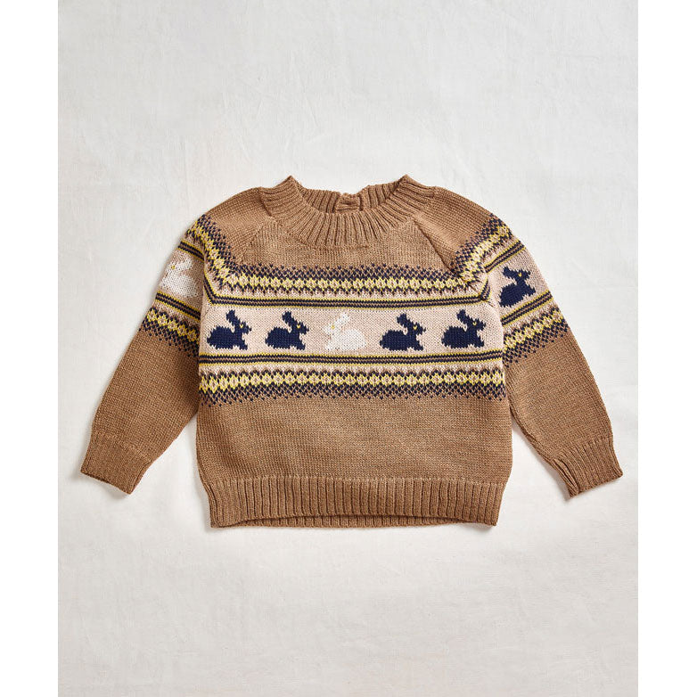 Oeuf Camel Bunny Fairisle Sweater