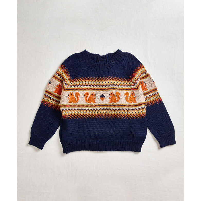 Oeuf Indigo Squirrel Fairisle Sweater