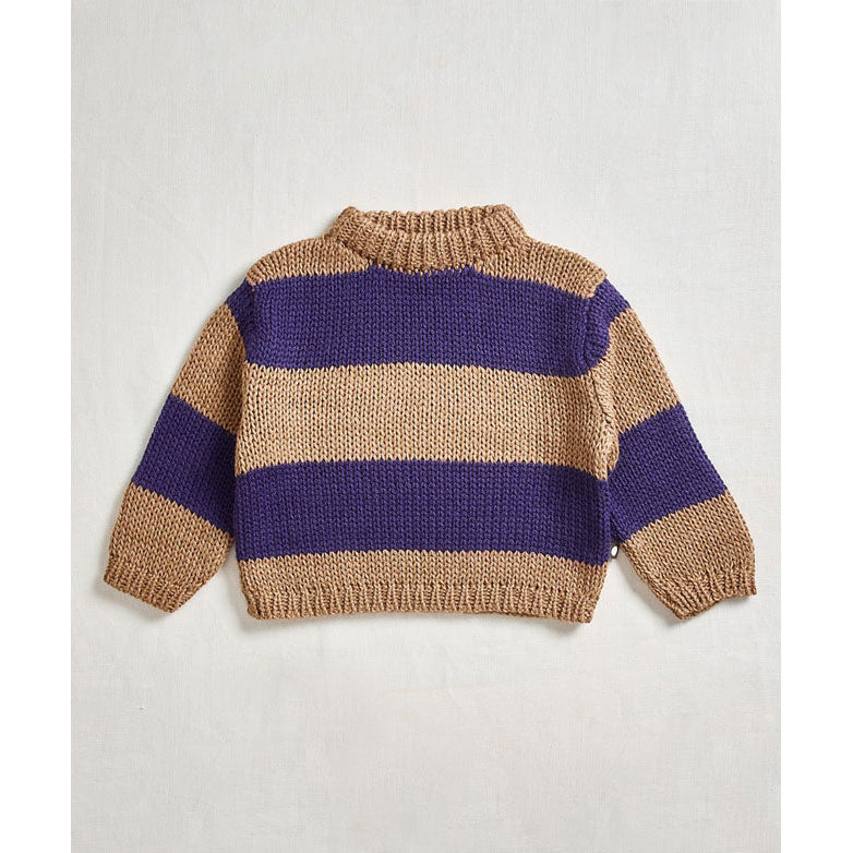 Oeuf Camel/Lilac Wide Stripe Sweater