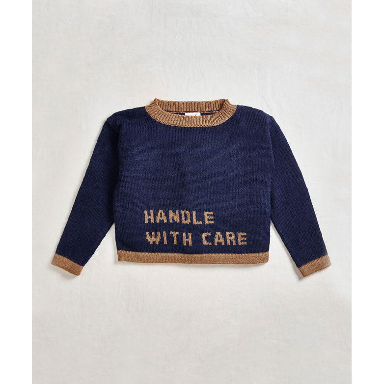 Oeuf Indigo Intarsia Text Sweater