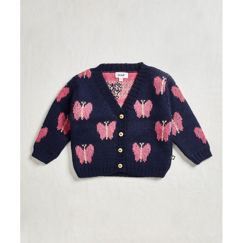 Oeuf Indigo Butterfly Cardigan