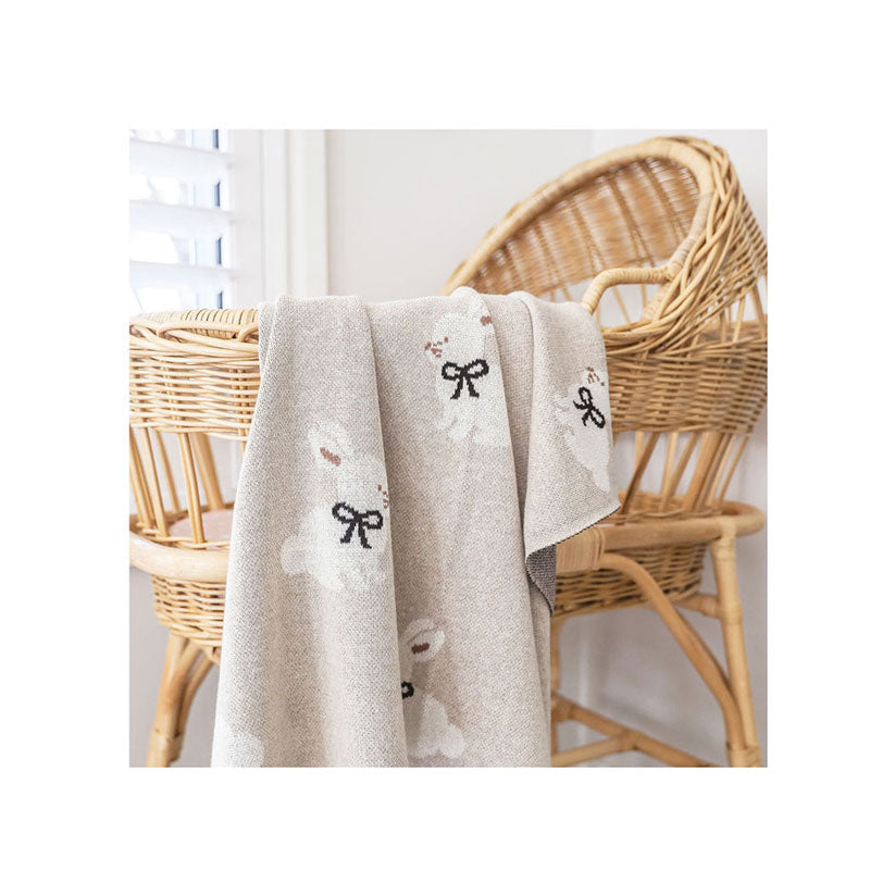 Alimrose Bunny Baby Blanket Natural