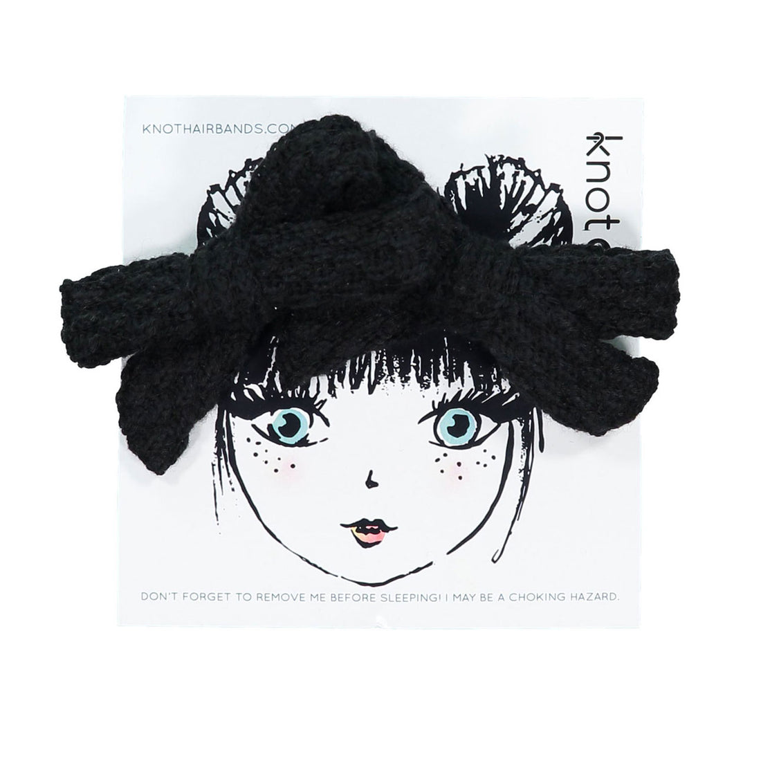 Knot Hairbands  Black Knitted Mini Bow Set
