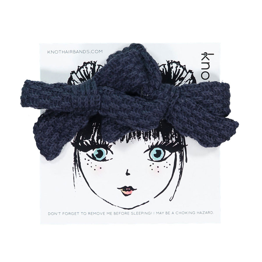 Knot Hairbands  Navy Knitted Mini Bow Set