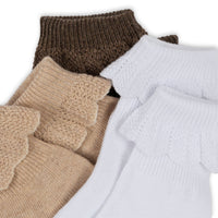 Konges Slojd Optic White/Sand/Brown 3 Pack Frill Socks