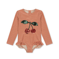Konges Slojd Glitter Stripe Jade Ls Swimsuit