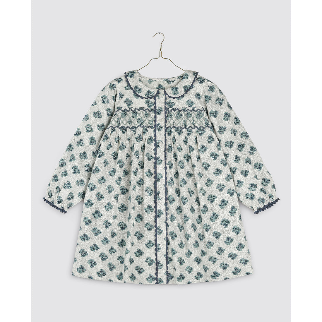 Little Cotton Clothes Hollyhock Floral Teal Kate Dress