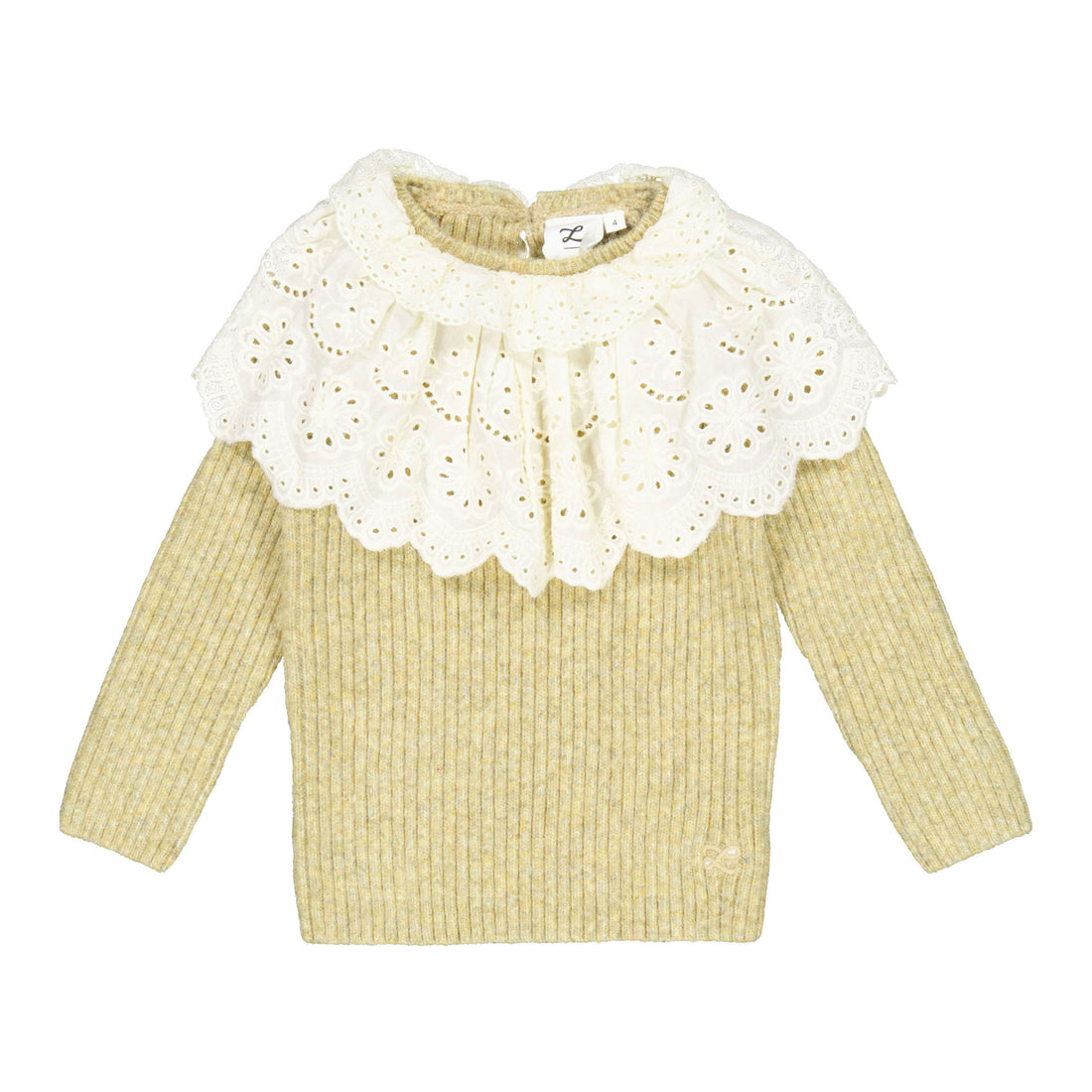 L by Ladida Caramel Moss Knit Blend Eyelet Sweater