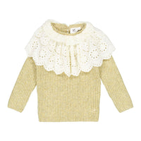 L by Ladida Caramel Moss Knit Blend Eyelet Sweater