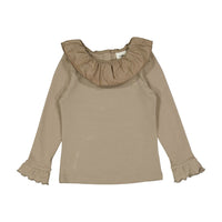 L by Ladida Taupe Ruffle Shirt
