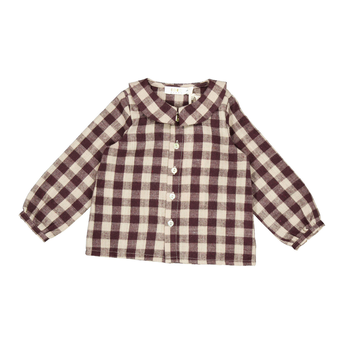 Coco Blanc Burgundy Gingham Plaid Shirt