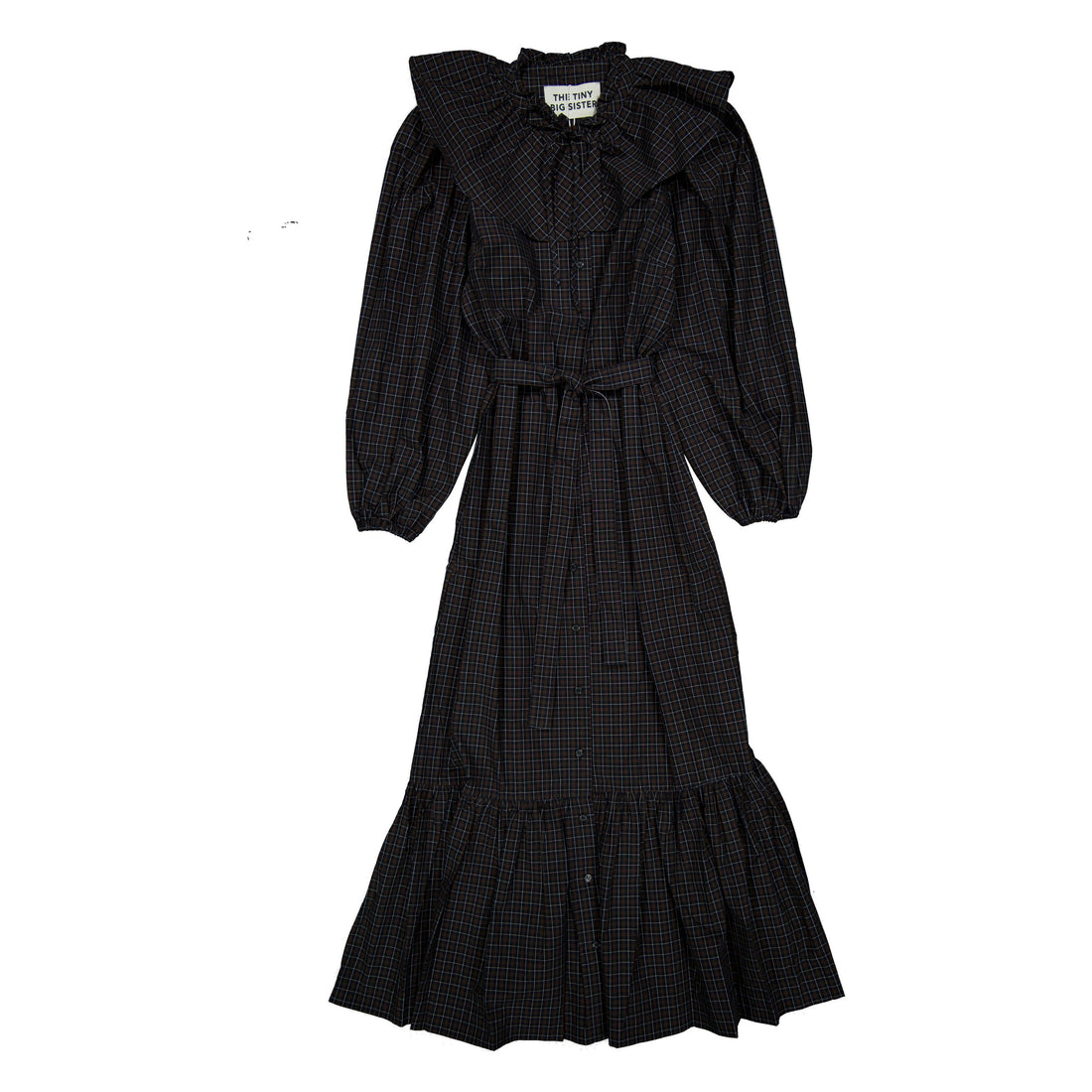 The Tiny Big Sister Raven Checks Frill Dress