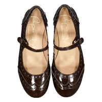 Papanatas  Brown Patent Leather Wingtip Mary Janes