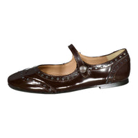Papanatas  Brown Patent Leather Wingtip Mary Janes