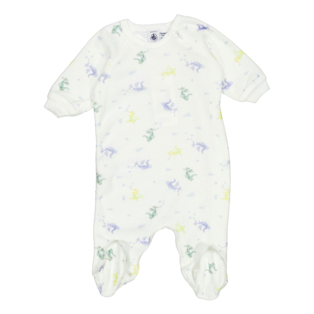 Petit Bateau White Multi Dinosaur Printed Footie