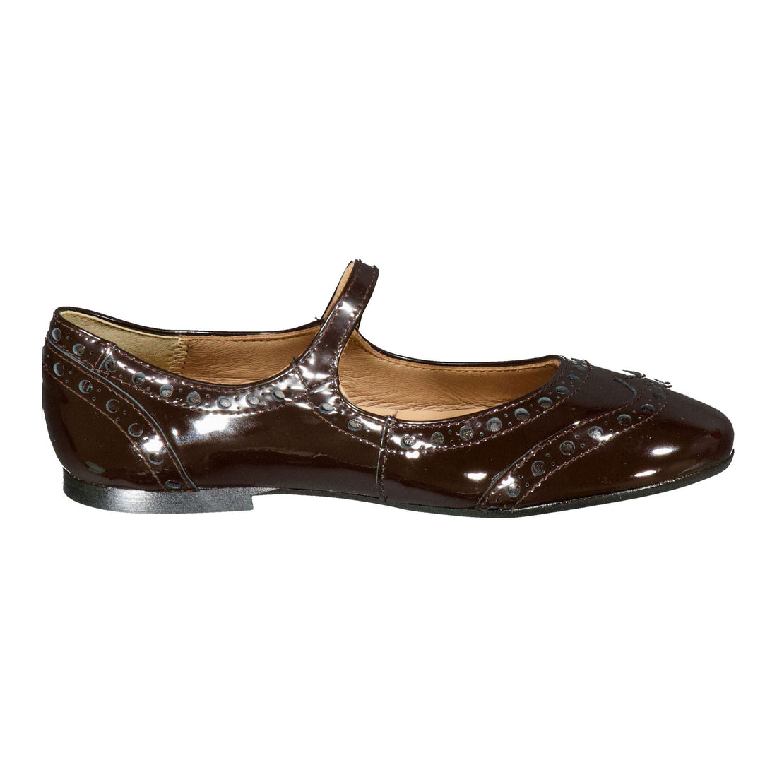 Papanatas  Brown Patent Leather Wingtip Mary Janes