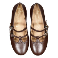 Papanatas Brown Double T-Strap Mary Jane