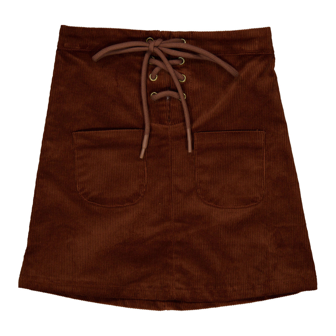 L by Ladida Brown Corduroy Lace Up Skirt
