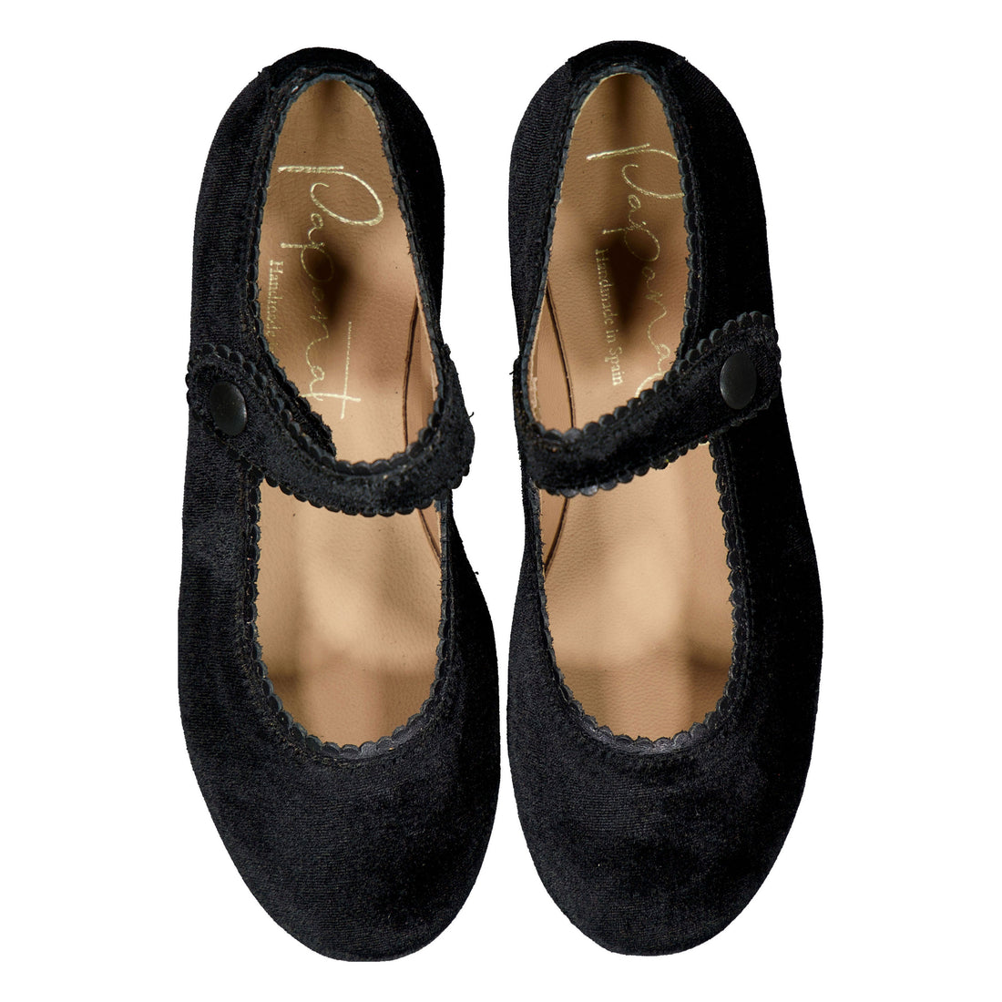 Papanatas  Black Velvet Trim Mary Janes